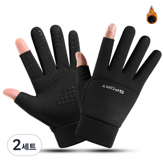 CULT 기모 핑거장갑 배달 겨울 방한용품, 2개, CT.기모  핑거홀장갑 블랙