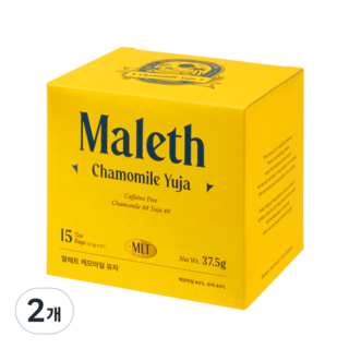 말레트 캐모마일 차 티백 고흥유자 개별포장, 2.5g, 15개입, 2개