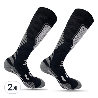 피라모니 남여공용 스포츠 스키보드 양말, 2개, 블랙