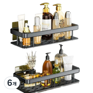 모아룸 무타공 욕실 선반 화장실 선반 스틸, 6개, 블랙