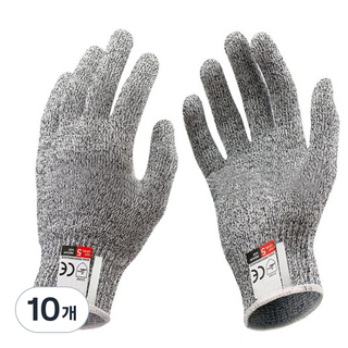절단방지 방검 장갑 채칼 조리 안전 손베임방지 컷레벨 5등급, 10개