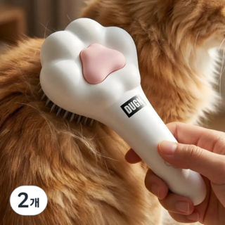 DUGN 프리미엄 반려동물 저자극 원터치 케어 브러쉬 빗, 냥냥펀치 화이트, 2개