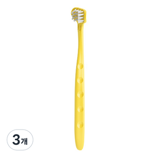 엠디비 유아용 3D 칫솔 / 혀클리너 겸용, 옐로우, 3개, 1개입
