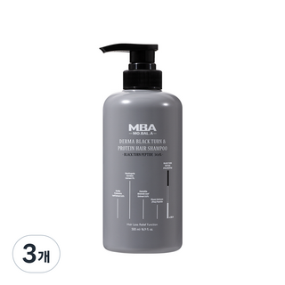 MBA 탈모완화 새치완화 두피영양 탈모케어 모발아 더마 블랙턴 앤 프로틴 헤어 샴푸, 3개, 500ml