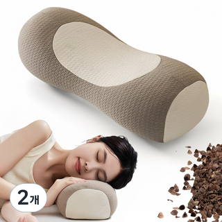 Norvee 3D 인체공학 거북목 완화 메밀 경추베개 수면개선 통기성 베개, 2개, 브라운