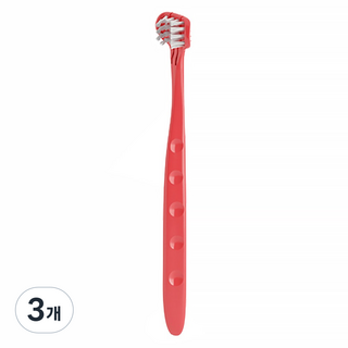 엠디비 3D 혀클리너 겸용 유아 칫솔, 레드, 3개, 1개입