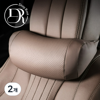 딥루트 차량용 프리미엄 헤드레스트 가죽 목쿠션, 2개, 브라운