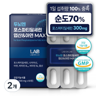 랩온랩 두뇌엔 포스파티딜세린 엽산&아연 MAX, 2개, 60정