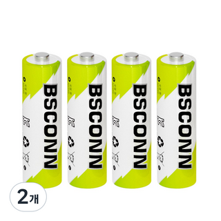 BSCONN AA 충전지 3600mWh 장난감용 건전지 충전식 리튬이온 배터리, 2개, 4개입