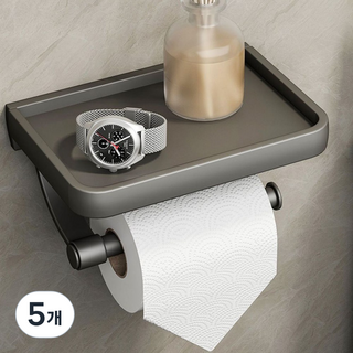 다이나토리 무타공 화장실 휴지걸이 선반형, 5개, 싱글-그레이
