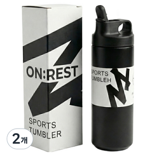 온레스트 스포츠 텀블러 보온 보냉 스텐 빨대 헬스장 운동용 차량용 밀폐, 2개, 550ml, 블랙