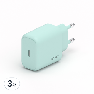 esker 35W PD PPS GaN 고속충전기 1포트 C타입, 3개, 민트