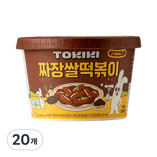 [28년전통특허] 또키키 짜장 컵 떡볶이 즉석 떡볶이 컵떡볶이 쌀떡볶이, 20개, 142g