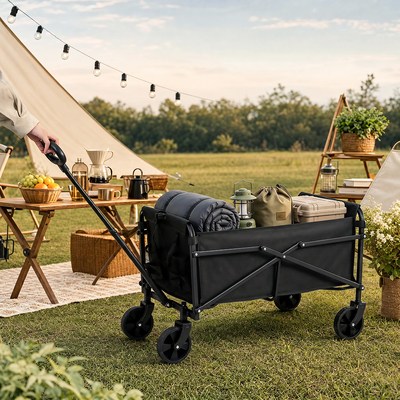 코멧 아웃도어 캠핑 폴딩 카트, 블랙, 1세트