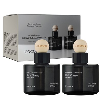 코코도르 프리미엄 빅우드볼 차량용 디퓨저 130ml 2개입, 블랙체리, 1세트