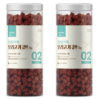 네츄럴랩 건강가득 큐브 강아지 간식, 오리고기, 1kg, 2개