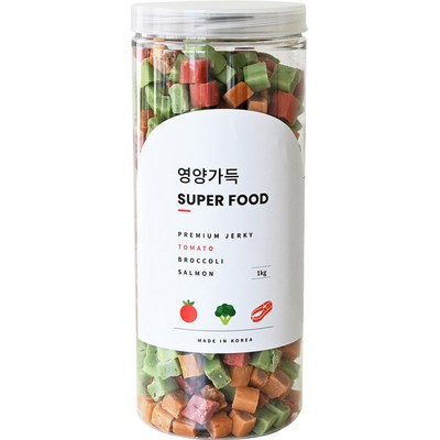 제로랩스 강아지 국내산 영양가득 져키, 혼합맛(토마토/브로콜리/연어), 1kg, 1개