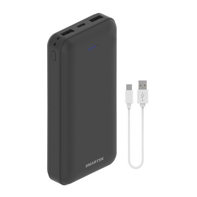 스마텍 듀얼포트 슬림보조배터리 20000mAh c타입 케이블, STPB-SL2(BK), 블랙