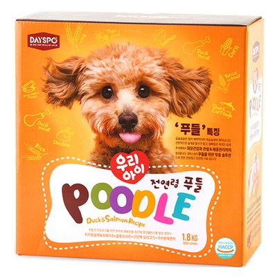 데이스포 전연령 강아지 소형견 우리아이 기능성 사료, 푸들, 1.8kg, 1개