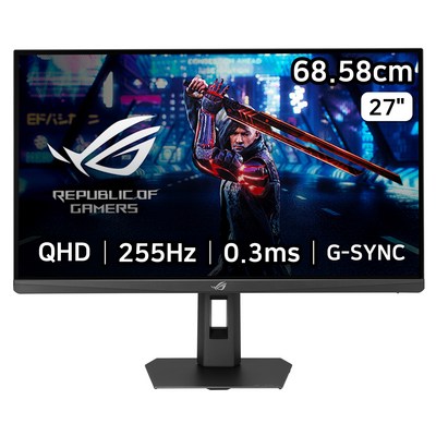 에이수스 QHD Fast IPS 255Hz. 0.3ms 400cd sRGB 133% DCI-P3 97% 멀티스탠드 ROG STRIX 게이밍 모니터, 68.58cm, XG27ACMES