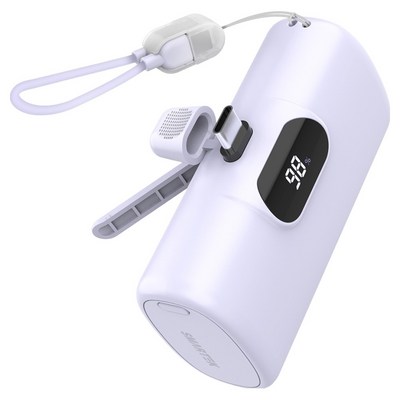 스마텍 고속충전 일체형 미니 보조배터리 10000mAh C타입, 퍼플, STPB-MB100