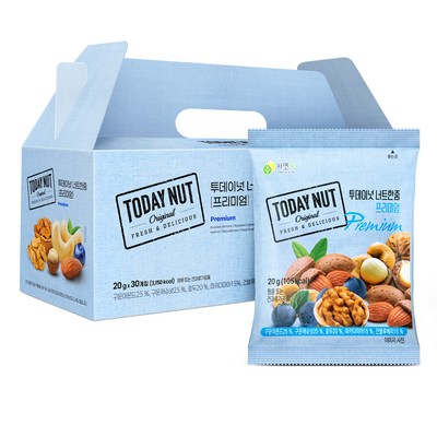 투데이넛 너트한줌 프리미엄 견과 선물세트 30개입 600g, 1세트