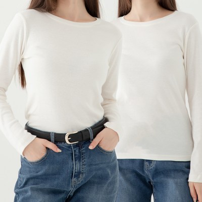 ELLEPARIS ELLE PARIS 데일리 긴팔 잔골지 기본 티셔츠 2pc set