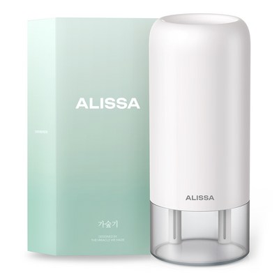 알리사 미니 초음파 사무용 무선 탁상용 충전식 가습기 700ml + 필터 4p 세트, AH1, 화이트