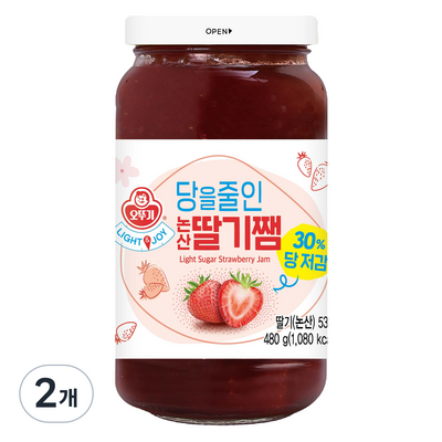 오뚜기 라이트 앤 조이 당을줄인 논산 딸기쨈, 480g, 2개