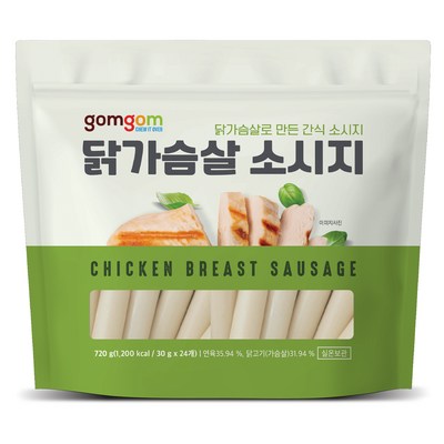 gomgom 곰곰 닭가슴살 소시지, 30g, 24개