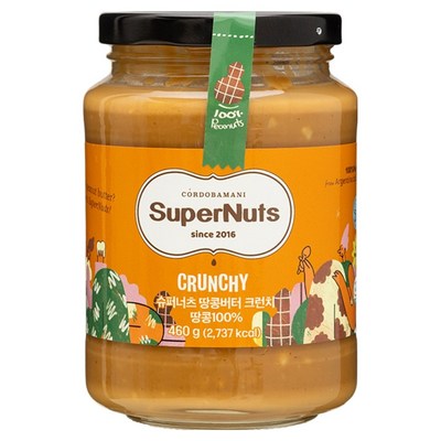 슈퍼너츠 100% 땅콩버터 크런치, 460g, 1개