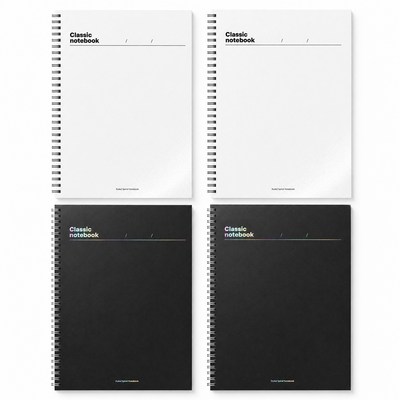 탐사 클래식 두꺼운 트윈링 유선 점선 노트 화이트 & 블랙 컬러 50매 4권 1세트, 화이트, 블랙, 4개
