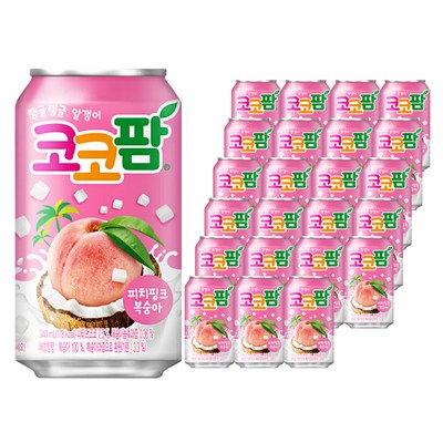 해태에이치티비 코코팜 피치핑크 복숭아, 340ml, 24개