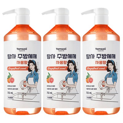 탐사 베이킹소다 함유 주방세제 자몽향, 750ml, 3개