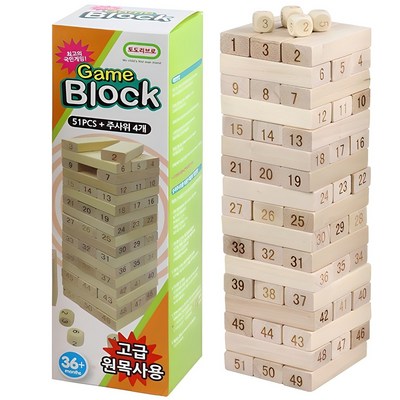 토도리브로 원목 게임블록 보드게임 박스형, 1개, 혼합색상