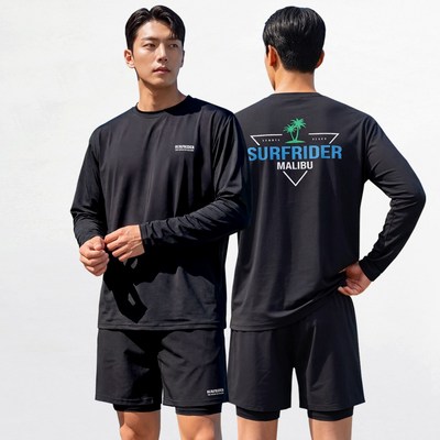 서프라이더 [자체제작] 서프라이더 남성 상하의 2장세트 긴팔수영복 래쉬가드 자외선차단 체형커버 오버핏 루즈핏 빅사이즈/SURFRIDER
