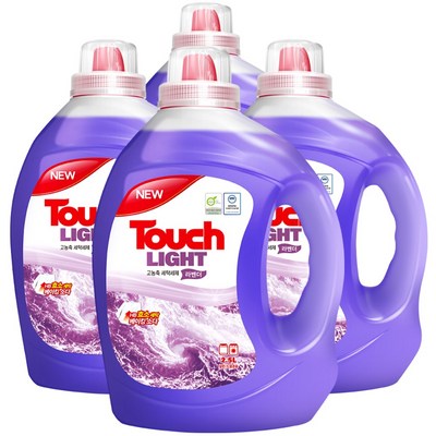 터치 라이트 고농축 세탁세제 라벤더, 2.5L, 4개