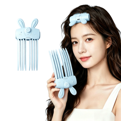 전기 뿌리볼륨 열 헤어클립 앞머리 볼륨집게 2단 온도조절 무선 휴대용 충전식, 1개, 블루