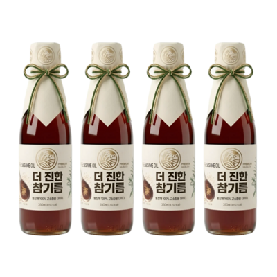 [들녘] 전통압착 더 진한 통참깨100% 참기름, 4개, 350ml