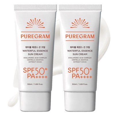 퓨어그램 1등 수분 선크림 퓨어그램 SPF50+ PA++++ 눈시림 없는 백탁현상 없는 수분 선세럼, 2개, 50ml