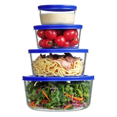 VTOPMART 클래식 내열유리 식품보관 밀폐용기 원형, 236ml+472ml+944ml+1652ml, 4개
