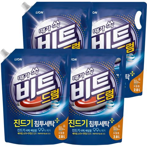 비트 때가쏙 진드기 드럼용 액상세제 리필, 2L, 1개입, 4개
