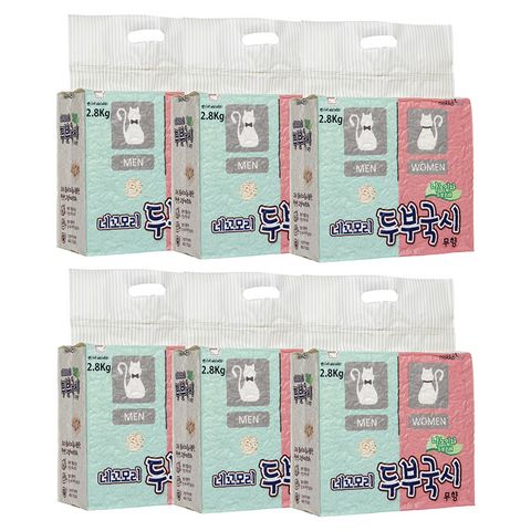 네꼬모리 두부국시 나노입자 고양이 모래, 2.8kg, 6개, 무향