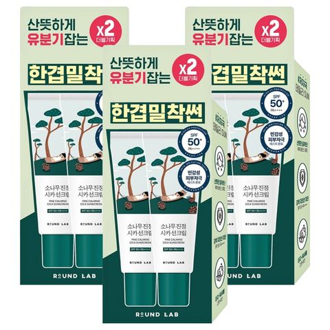 라운드랩 소나무 진정 시카 선크림 SPF50+ PA++++, 40ml, 2개