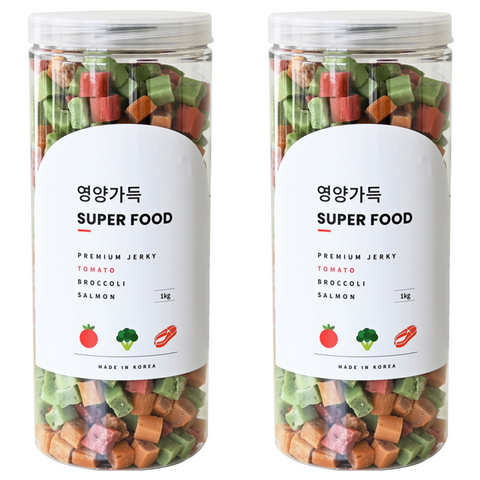 제로랩스 강아지 영양가득 져키, 혼합맛(토마토/브로콜리/연어), 1kg, 2개