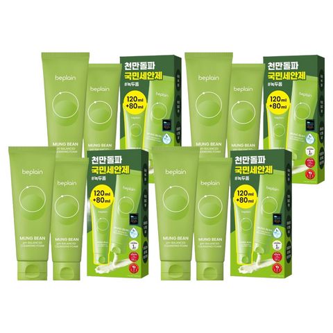 비플레인 녹두 약산성 클렌징폼 120ml + 80ml 기획세트, 1세트