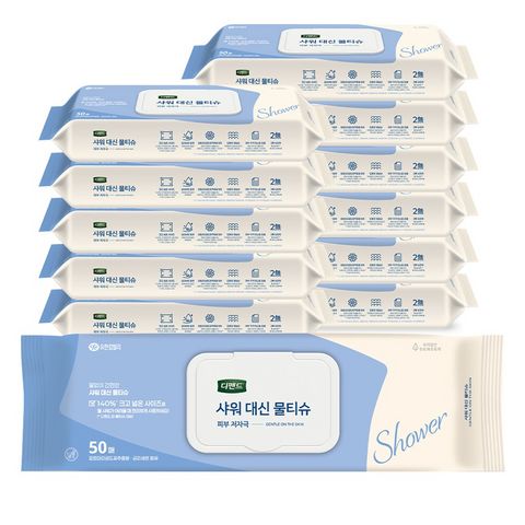 디펜드 샤워 대신 물티슈 캡형, 60g, 50매, 12개