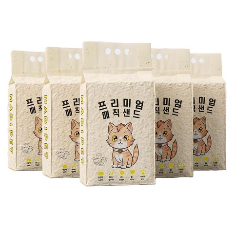 메디펫 응고형 매직 고양이 두부 모래, 10L, 5개, 무향