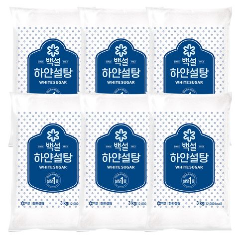 백설 하얀설탕, 3kg, 6개