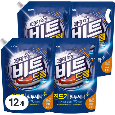 비트 때가쏙 진드기 드럼용 액상세제 리필, 2L, 1개입, 4개